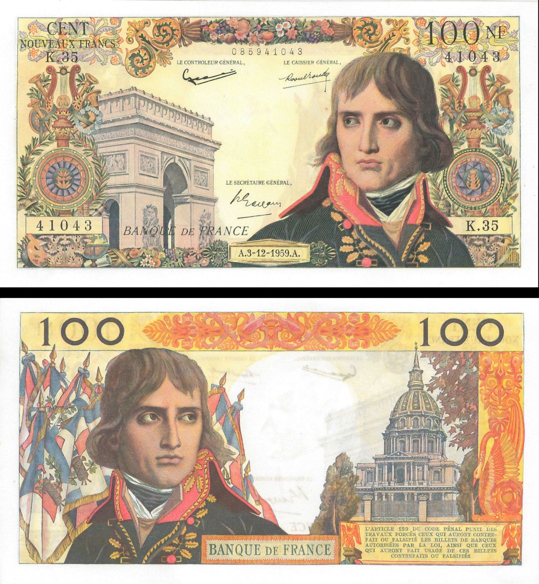 France - 100 Nouveaux Francs - P-144 - dated 7.4.1960 - Foreign Paper Money