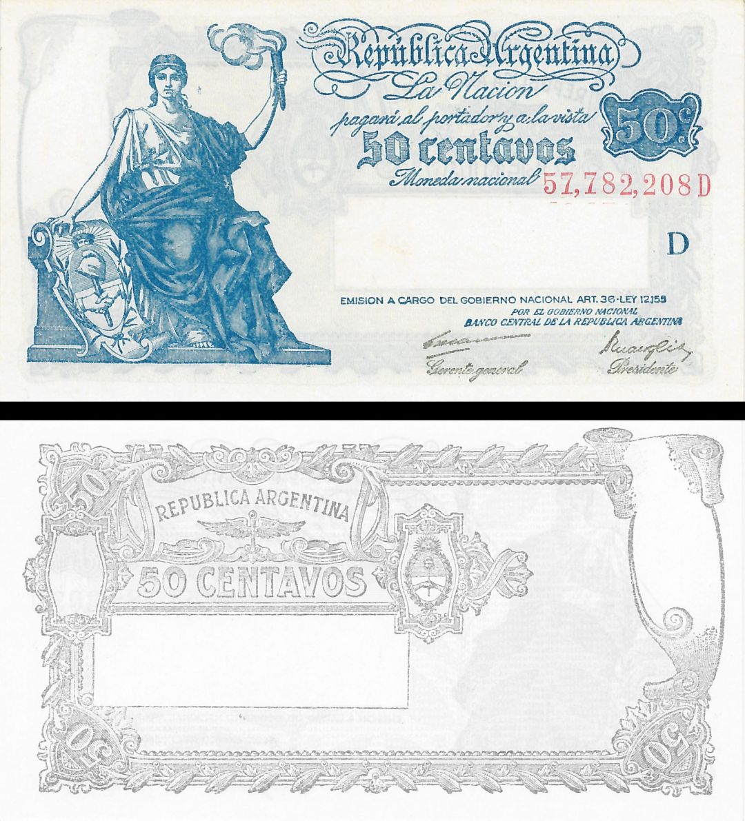 Argentina - 50 Centavos - P-250a - 1924-48 dated Foreign Paper Money