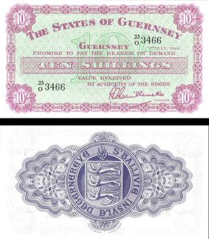Guernsey - 10 Shillings - P-42c - 1966 dated Foreign Paper Money