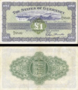 Guernsey - 1 Pound - P-43b - 1959 dated Foreign Paper Money