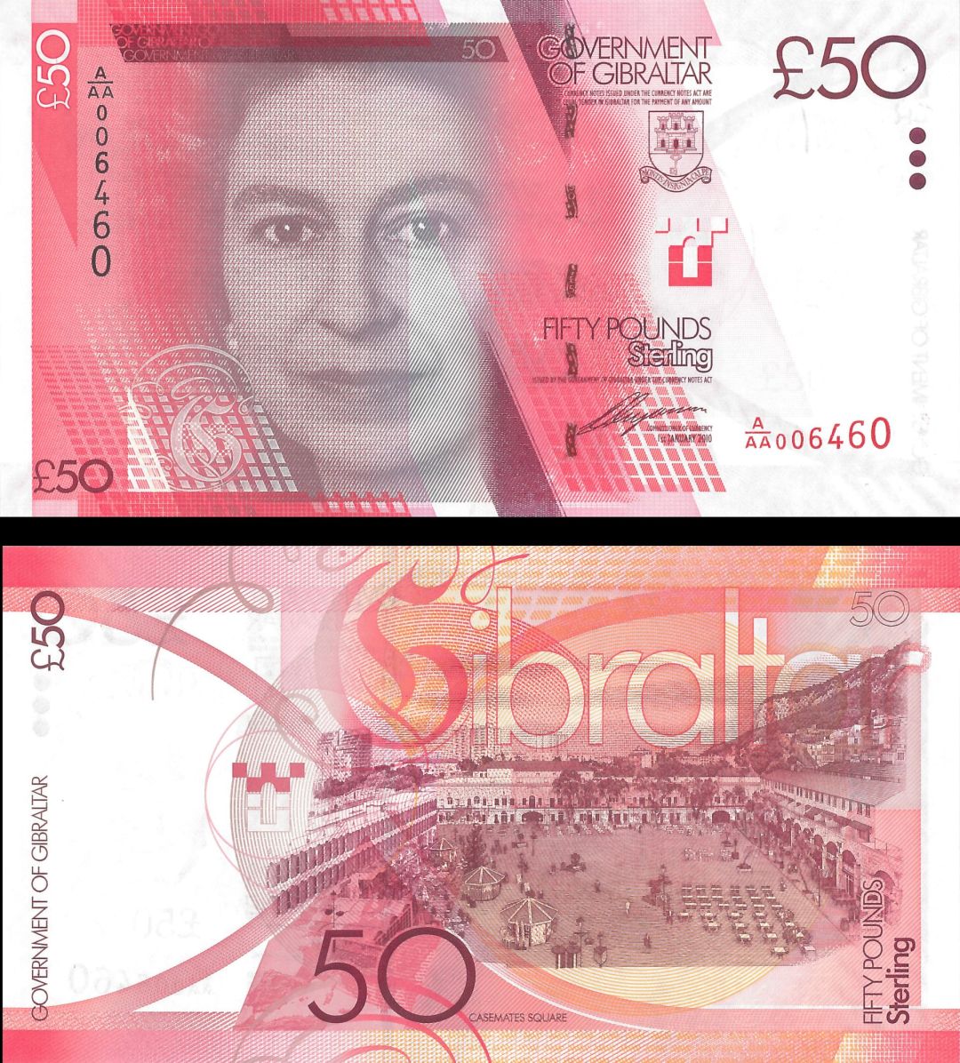 Gibraltar - 50 Pounds - P-38 - 2010 dated Foreign Paper Money