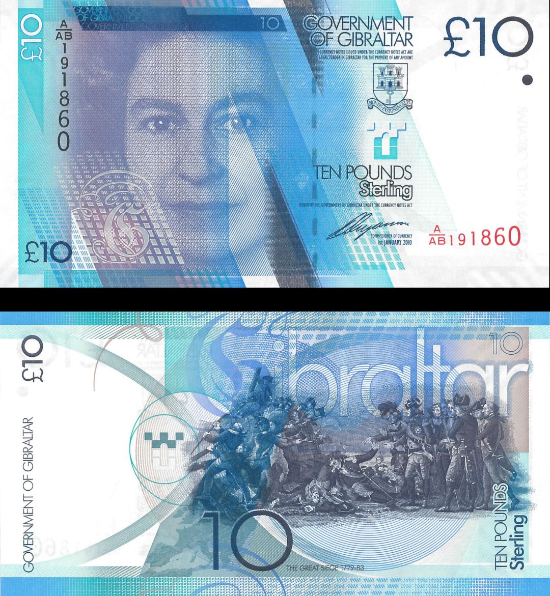 Gibraltar - 10 Pounds - P-36 - 2010 dated Foreign Paper Money