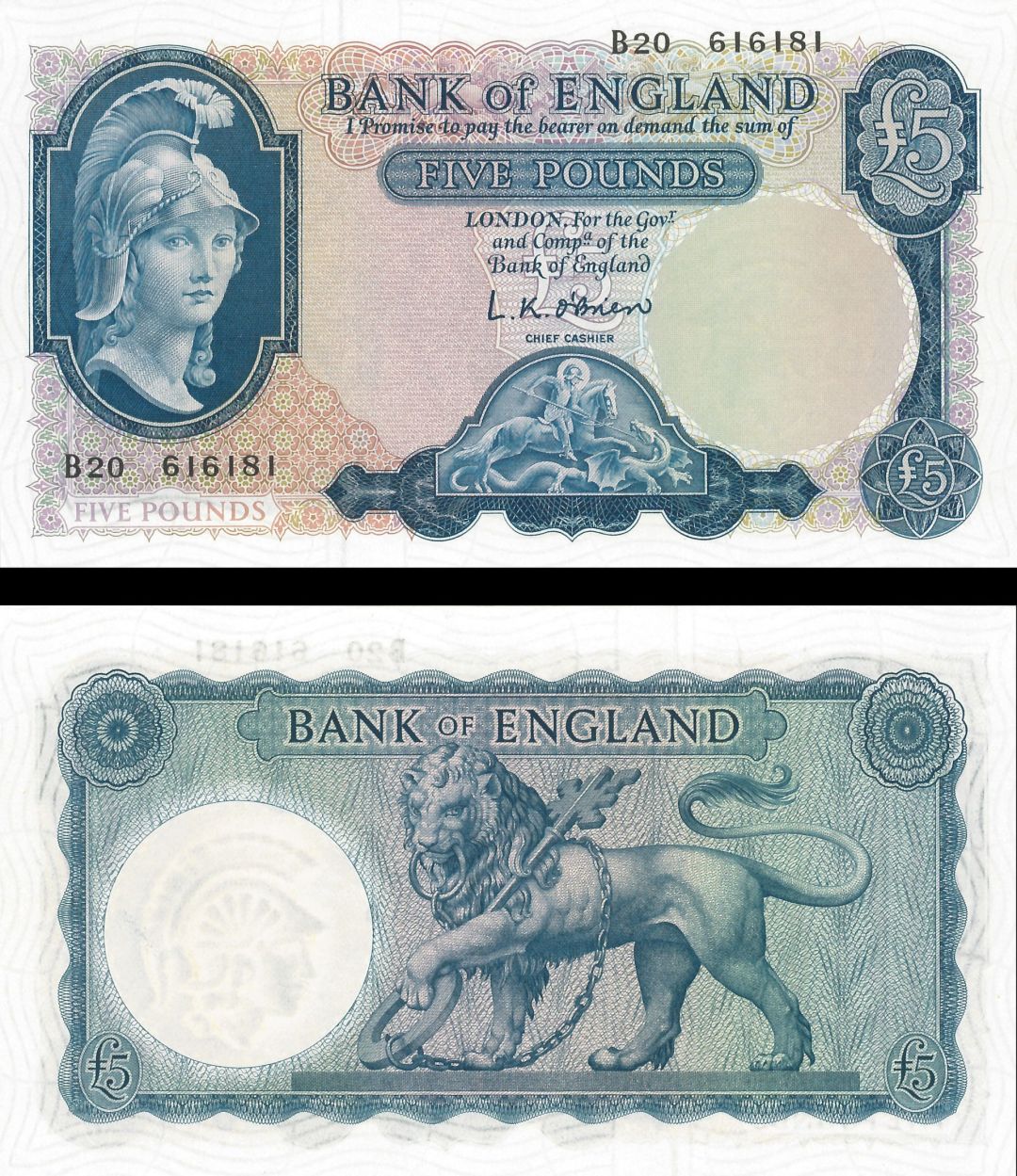 Great Britain - 5 Pounds - P-371 - 1957-67 dated Foreign Paper Money