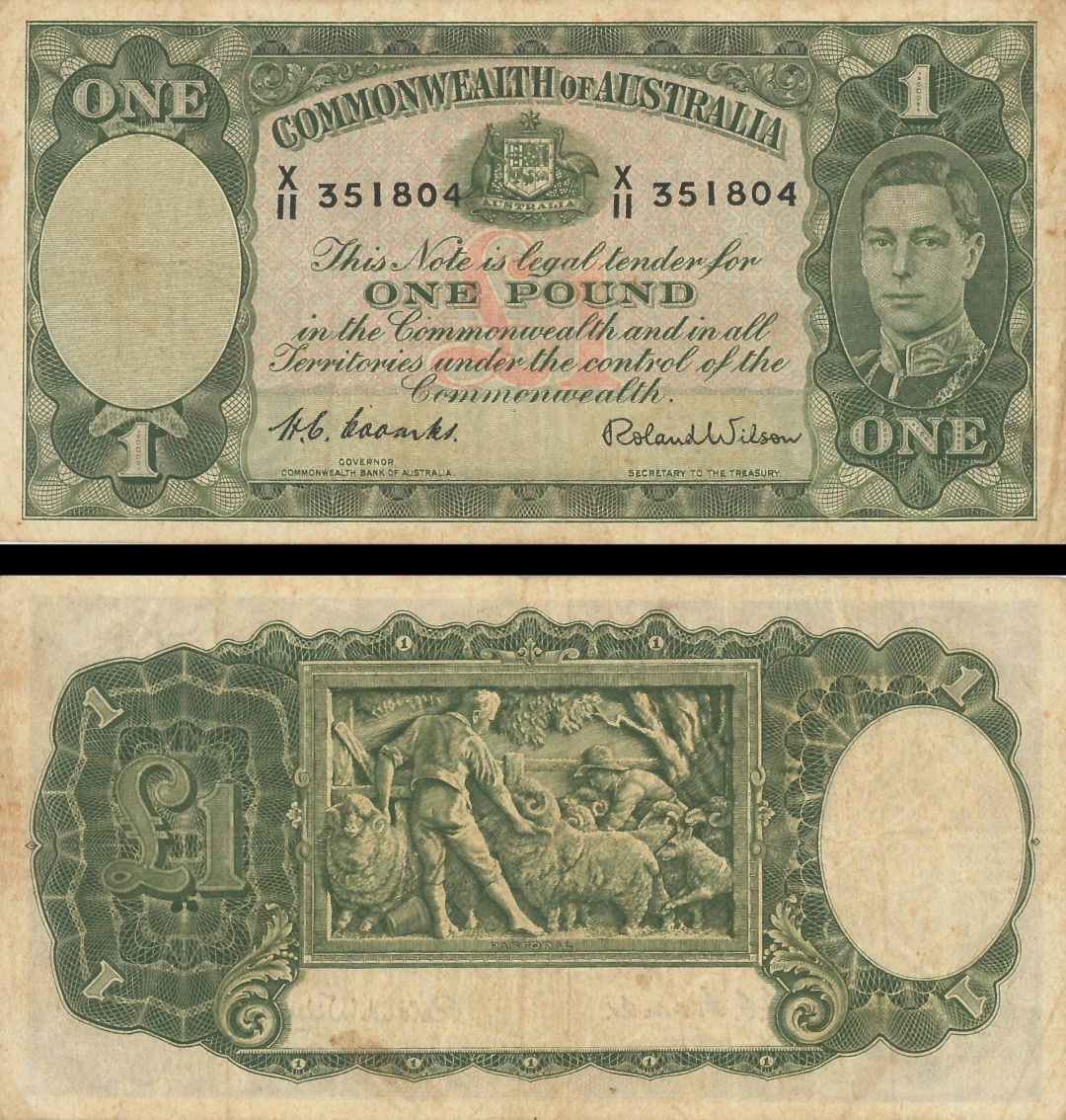 Australia - 1 Pound - P-26d - 1952 dated Foreign Paper Money