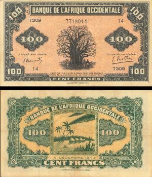 French West Africa - 100 Francs - P-31a - dated 1942-43 Foreign Paper Money