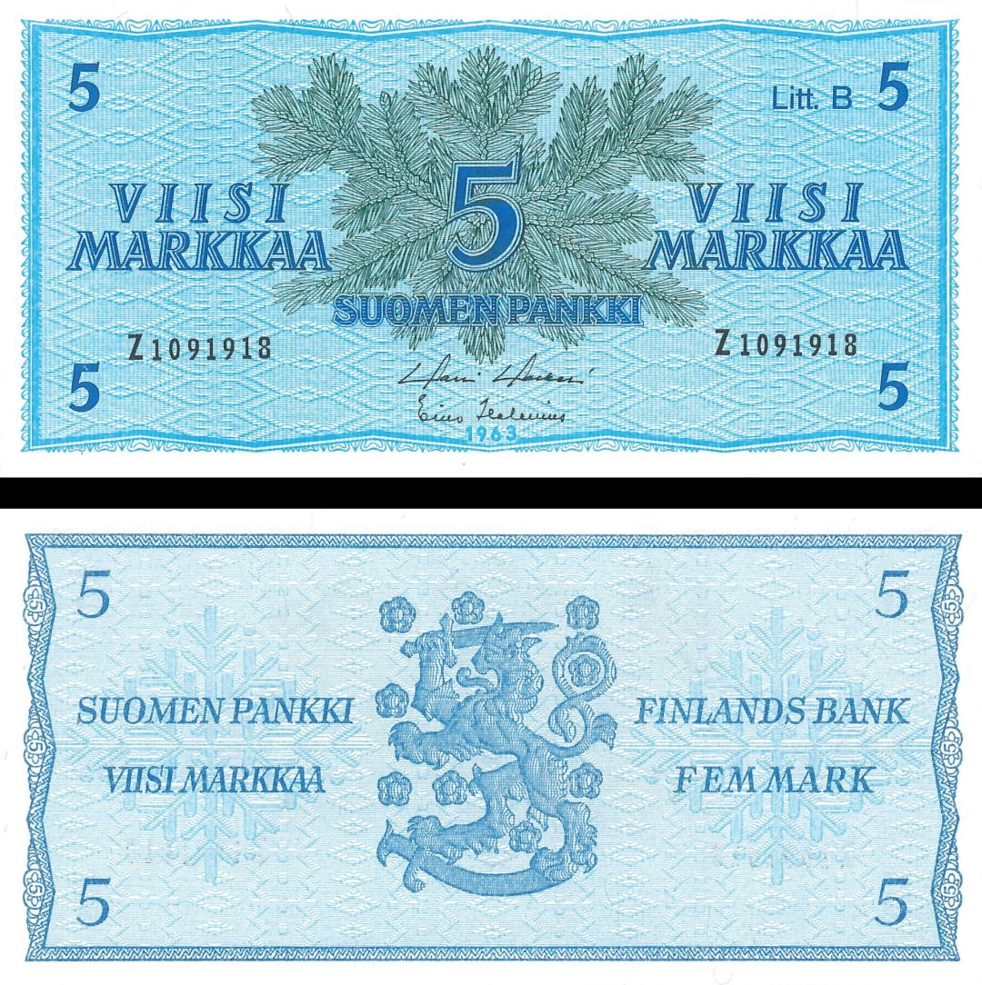 Finland - 5 Markka - P-99 - 1963 dated Foreign Paper Money