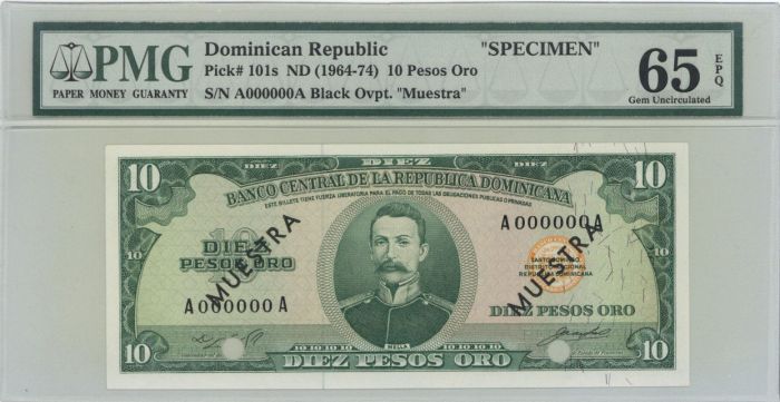 Dominican Republic P-101s - "Specimen" Foreign Paper Money