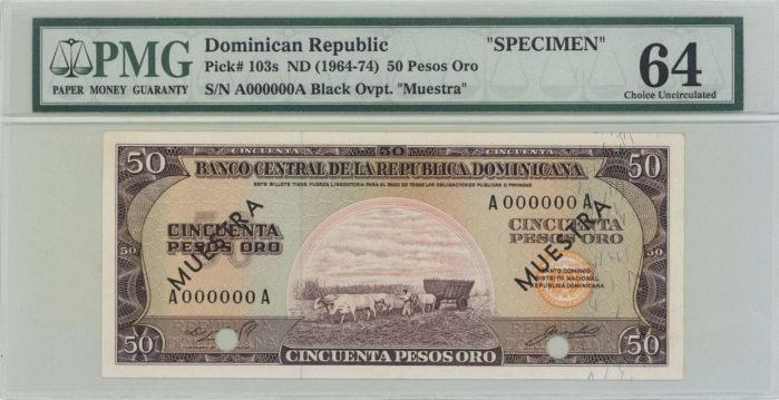 Dominican Republic P-103s - "Specimen" Foreign Paper Money