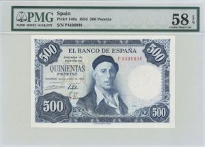 Spain - 500 Pesetas - P-148a - 1954 dated Foreign Paper Money