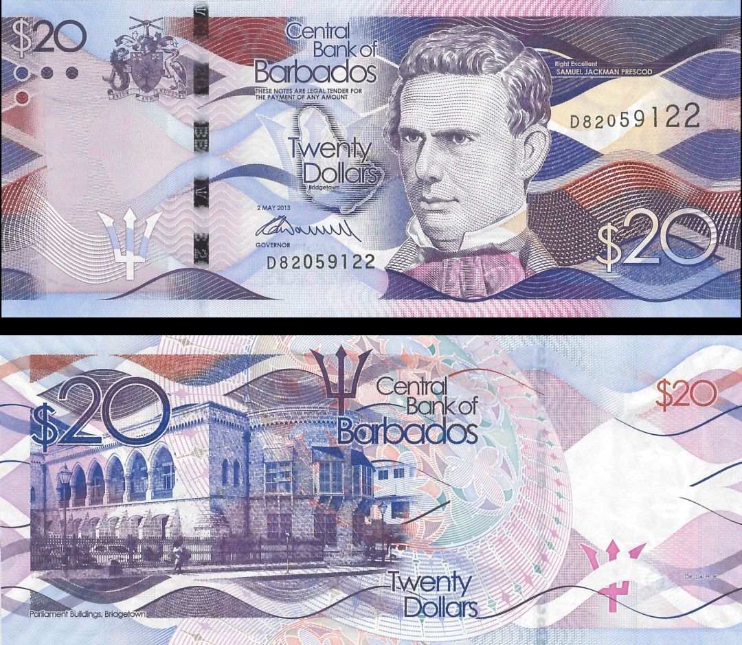 Barbados - 20 Dollars - P-76a - 2013 dated Foreign Paper Money