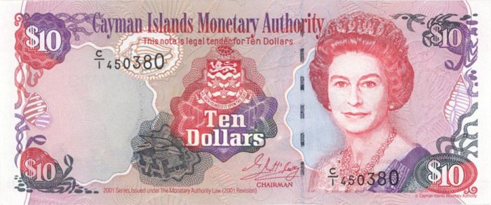 Cayman Islands - 10 Dollars - P-28 - 2001 Dated Foreign Paper Money