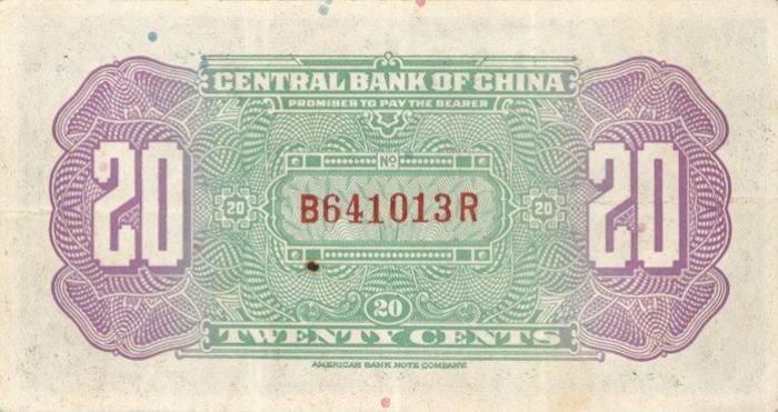 China - 20 Chinese Cents - P-194 - ND- 1924 Dated Foreign Paper Money