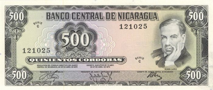 Costa Rica - 500 Cordobas - P-127 - 1972 dated Foreign Paper Money