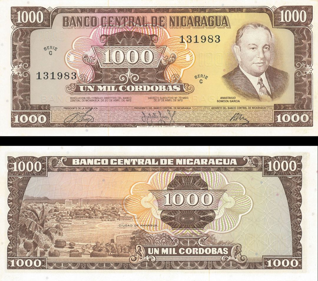 Costa Rica - 1000 Cordobas - P-128a - 1972 dated Foreign Paper Money