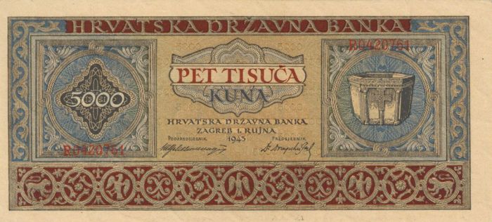 Croatia - 5,000 Croatian Kuna - P-13a - Foreign Paper Money