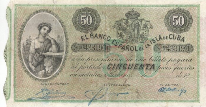 Cuba - 50 Pesos Fuertes - P-50b - 18__ dated Foreign Paper Money