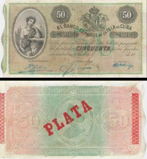 Cuba - 50 Pesos Fuertes - P-50b - 18__ dated Foreign Paper Money