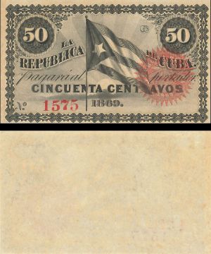 Cuba - 50 Centavos - P-54 - 1869 dated Foreign Paper Money