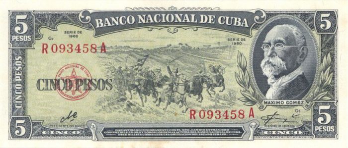 Cuba - 5 Pesos - P-91c - 1960 dated Foreign Paper Money