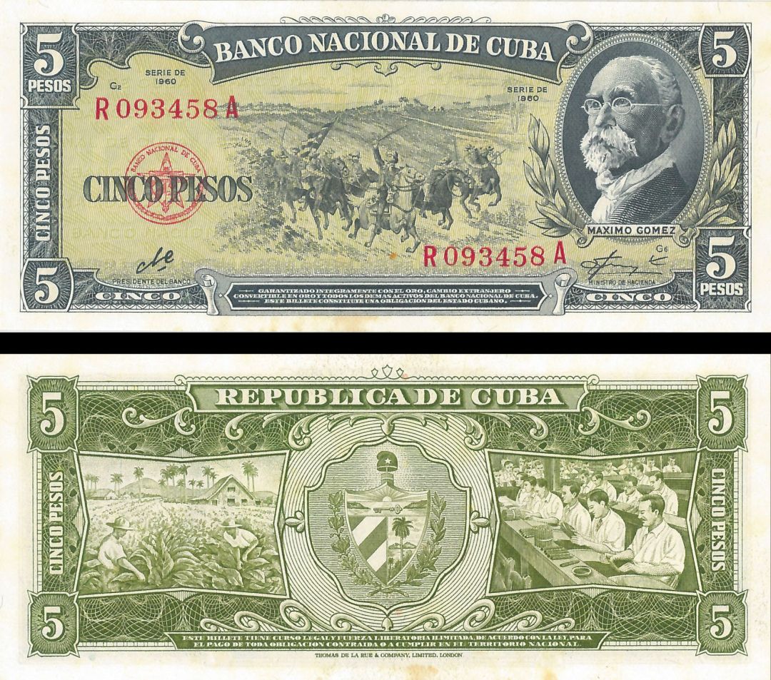 Cuba - 5 Pesos - P-91c - 1960 dated Foreign Paper Money