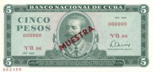Cuba - 5 Cuban Pesos - P-103 S - Foreign Paper Money