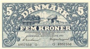 Denmark - 5 Kroner - P-30e - 1941 dated Foreign Paper Money