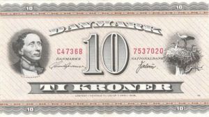 Denmark - 10 Kroner - P-44d - 1954 dated Foreign Paper Money
