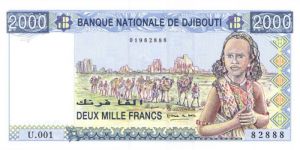 Djibouti - 2000 Francs - P-40 - 1997 dated Foreign Paper Money