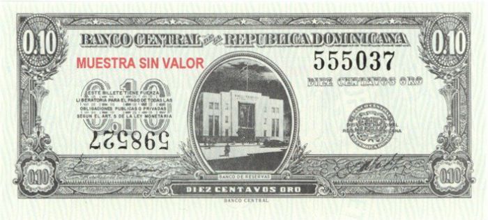 Dominican Republic - 10 Centavos Oro - P-86a - 1961 dated Foreign Paper Money