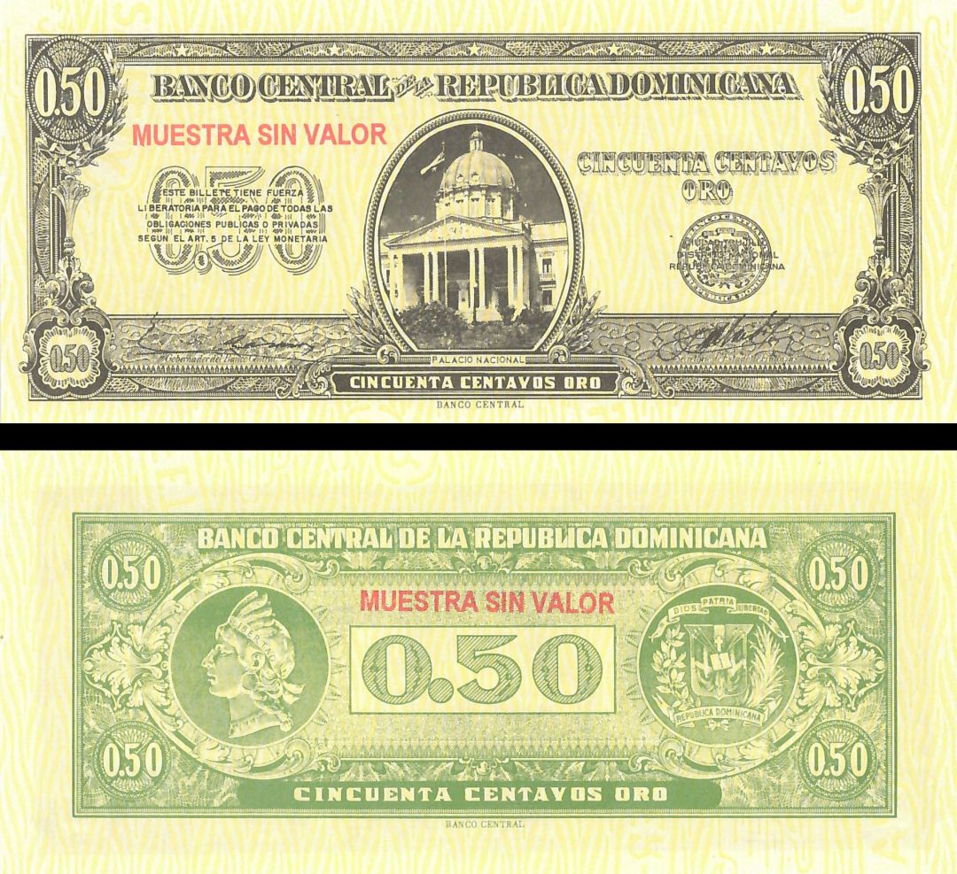 Dominican Republic - 50 Centavos Oro - P-90a - 1961 dated Foreign Paper Money