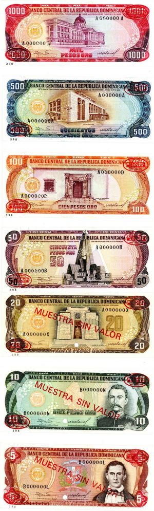 Dominican Republic - P-118s to 124s - Foreign Paper Money