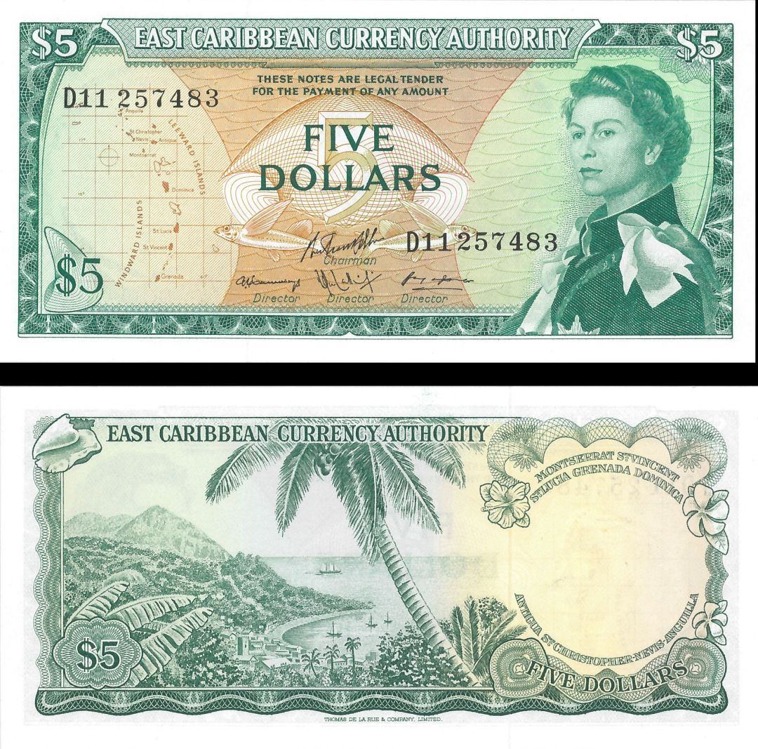 East Caribbean States - 5 Dollars - P-14h - 1965 dated Foreign Paper Money