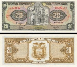 Ecuador - 20 Sucres - P-115b - dated 20.4.1983 Foreign Paper Money