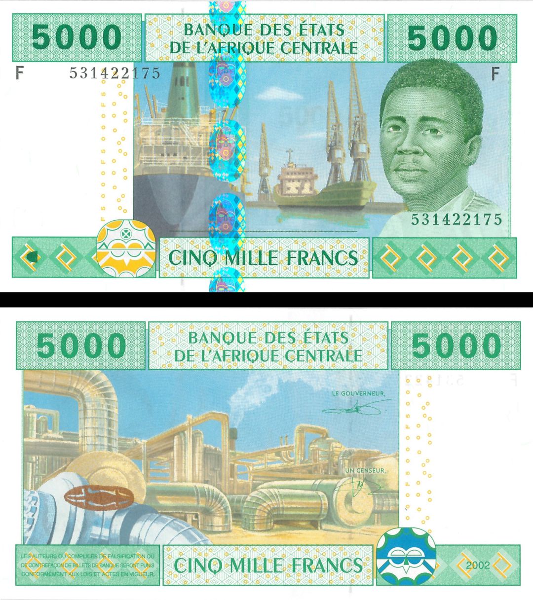 Equatorial Guinea - 5000 Francs -  P-509f - 2002 dated Foreign Paper Money
