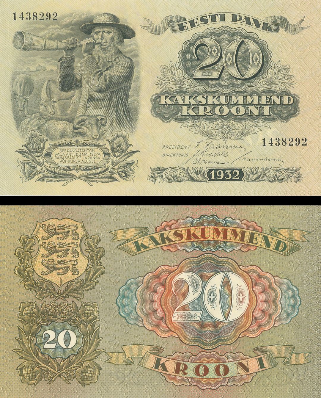 Estonia - 20 Kronni - P-64a - dated 1932- Foreign Paper Money