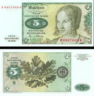 Germany - 5 Deutsche Marks - P-18 - 1980 dated Foreign Paper Money