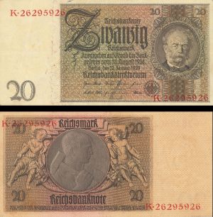 Germany - 20 Reichmark - P-181a - 1929 dated Foreign Paper Money
