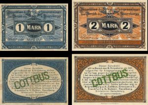 Germany - 1 and 2 German Mark - Campbell 2837 and 2838 - dated Oct 1, 1917 Foreign Paper Money