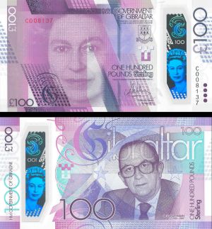 Gibraltar -100 Pounds - P-New - 2015 dated Foreign Paper Money