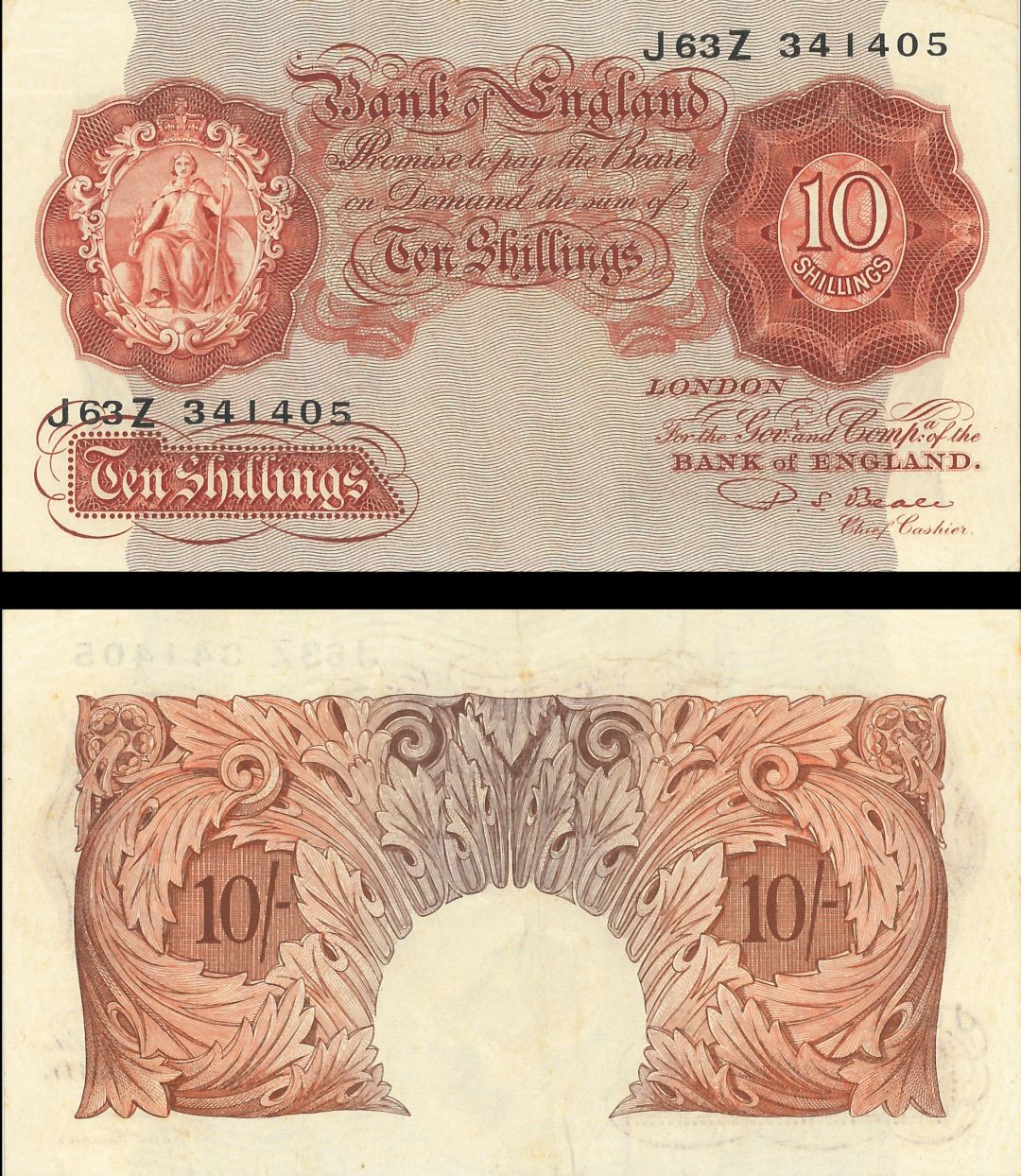 Great Britain - 10 Shillings - P-368b - 1949-55 dated Foreign Paper Money