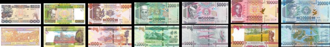 Guinea - 100, 500, 1000, 2000, 5000, 10,000, 20,000 Francs - P-New - 2015-2018 dated Foreign Paper Money