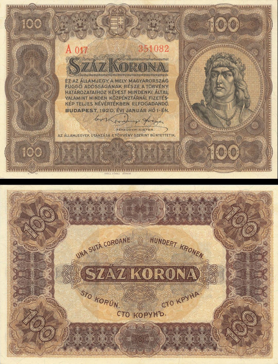 Hungary - 10 Korona - P-63 - 1920 dated Foreign Paper Money