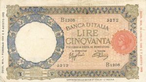 Italy - 50 Lire - P-66 - 1944 dated Foreign Paper Money
