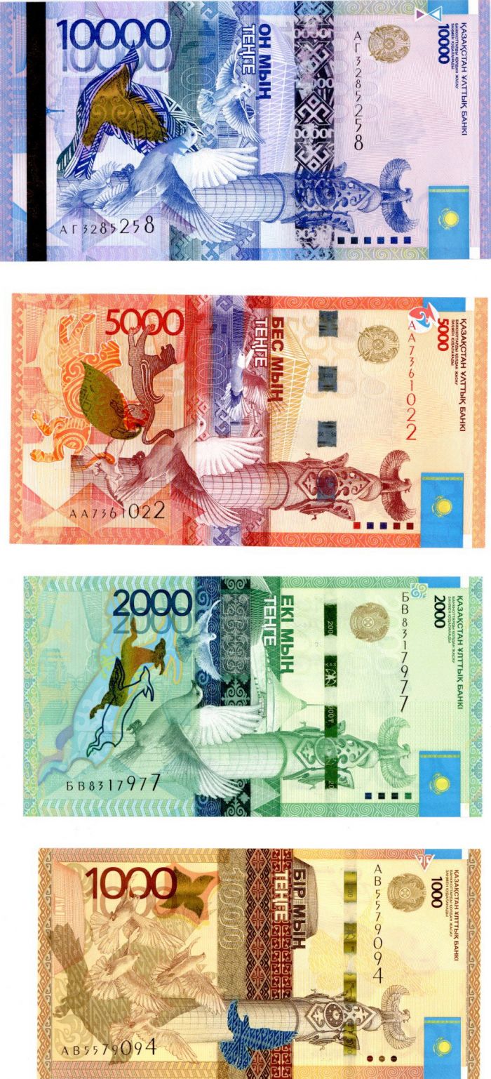 Kazakhstan - 1,000,2000,5000,10,000 Tenge - P-45, 41, 38, 43- 2011-14 dated Foreign Paper Money