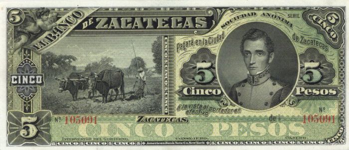 Mexico - 5 Pesos - P-S475r - 1891-1914 dated Foreign Paper Money