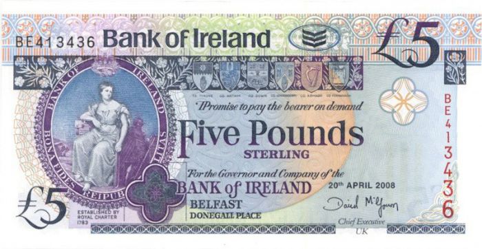 Northern Ireland - 5 Pound Note - P-83a - 2008 dated Foreign Paper Money