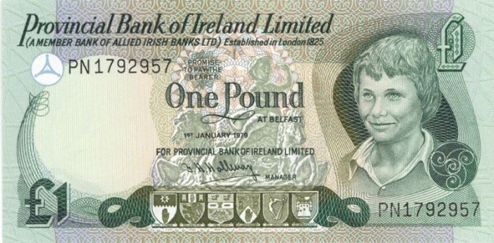Northern Ireland - 1 Pound - P-287b - 1979 dated Foreign Paper Money