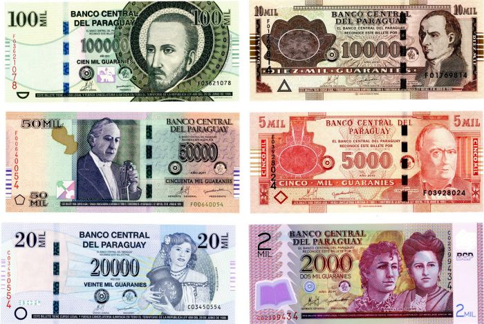 Paraguay - 200,500,10,000,20,000,50,500,100,000 Guaranies - P-223c-233c - 2009-11 dated Foreign Paper Money