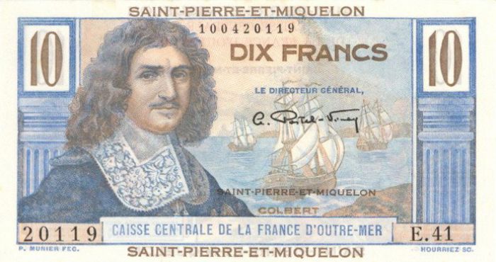 St. Pierre and Miquelon - 10 Francs - P-23 - 1950-60 dated Foreign Paper Money