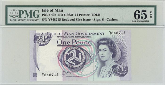 Isle of Man - 1 Pound - P-40b - PMG Grade 65 - 1983 dated Foreign Paper Money